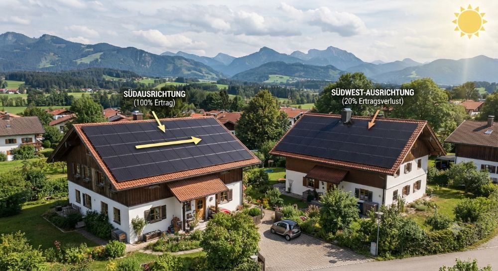 Tipps zur Photovoltaik: Ertrag optimieren Ausrichtung Dach